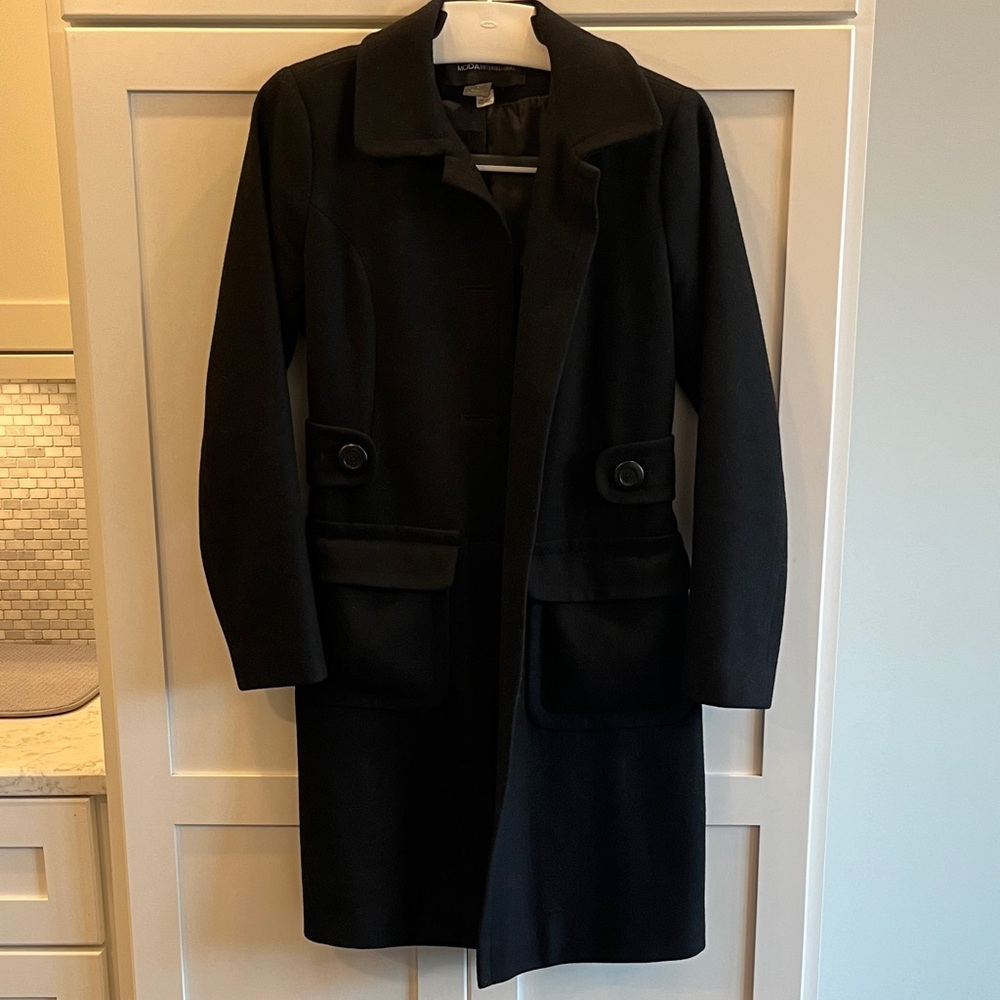 Moda International Womens Classic Black Wool Coat